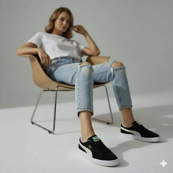 PUMA Suede Classic Sneakers – Black/White – Size US 9 W - BRAND NEW in Box - Picture 1 of 8
